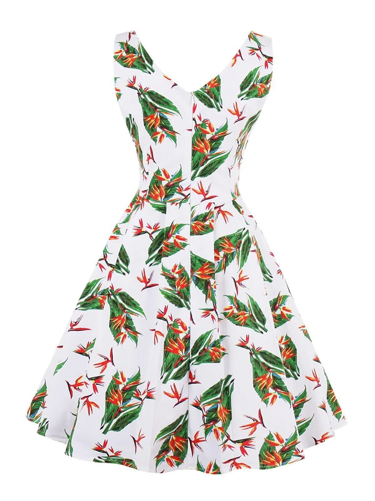 1950s Floral Print Sleeveless Dress