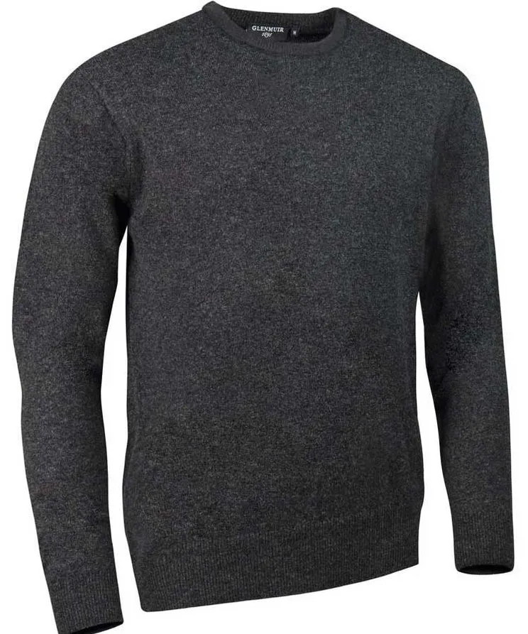 30% OFF - GLENMUIR Morar Crew Neck Lambswool Sweater - Mens - Charcoal Marl - Size: MEDIUM