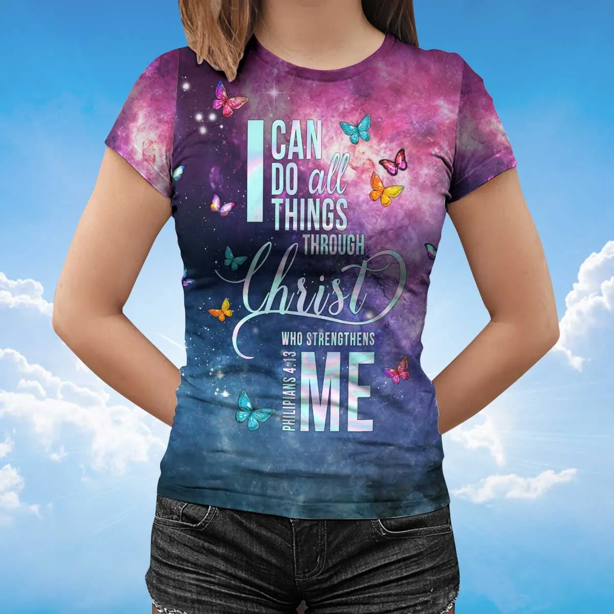 3D Women Jesus Shirts I Can Do All Things Through Christ Who Strengthens Me T Shirt