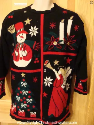 80s Acrylic Tacky Christmas Sweater Giant Angel