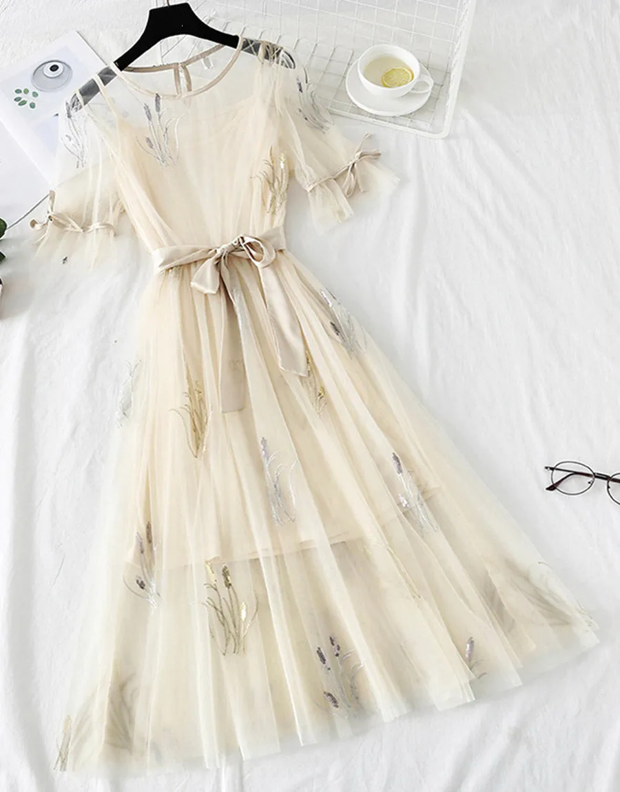 A line tulle dress with sequins fashion girl summer dress  S60