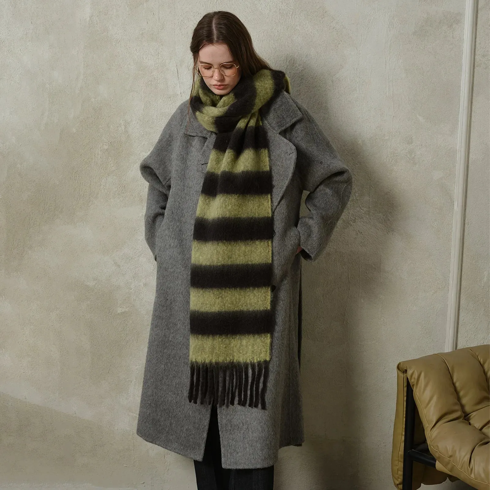 Acrylic Imitated Cashmere Stripes Tassels Scarf - Autumn Winter Collection