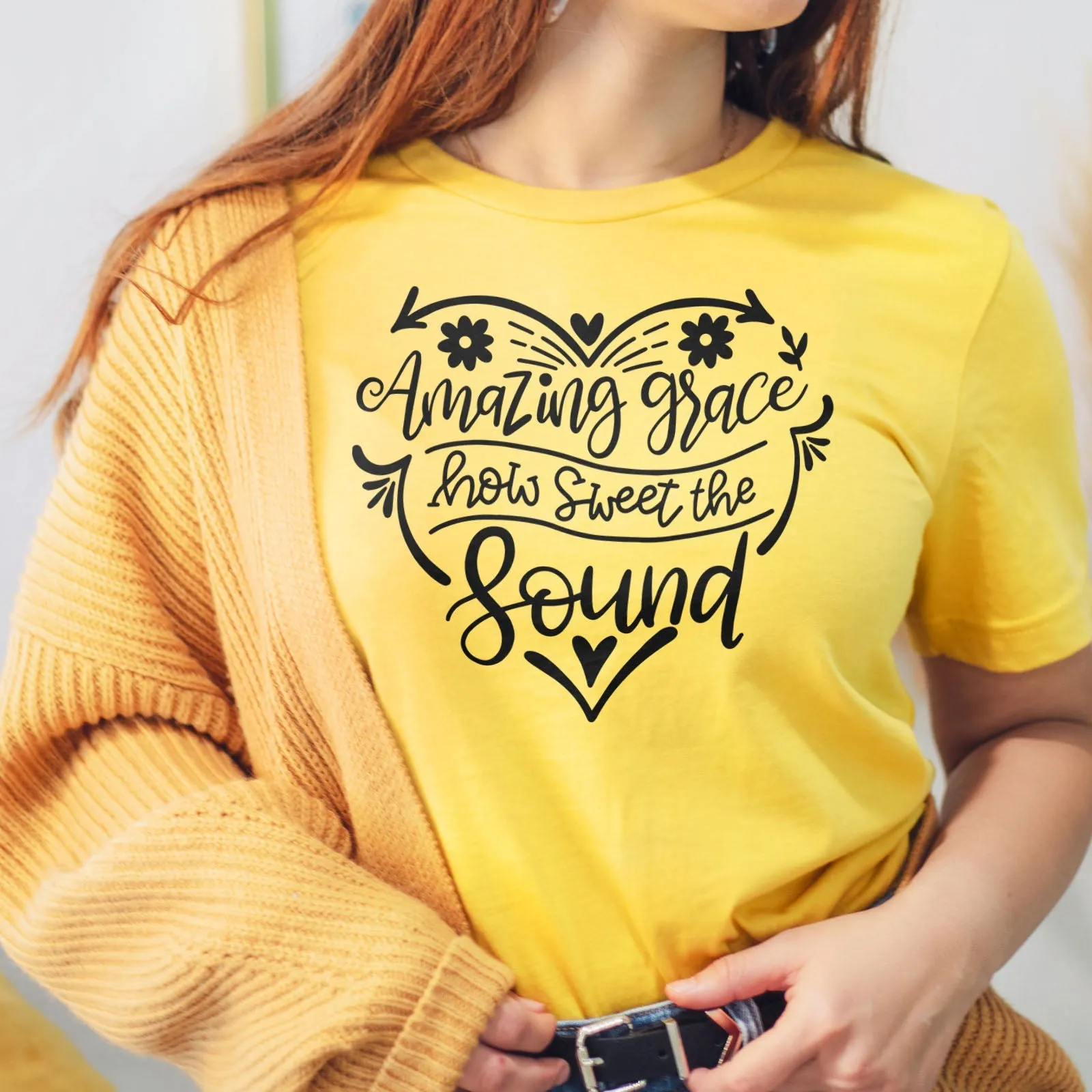 Amazing Grace Heart Tee Shirts For Women - Christian Shirts for Women - Religious Tee Shirts