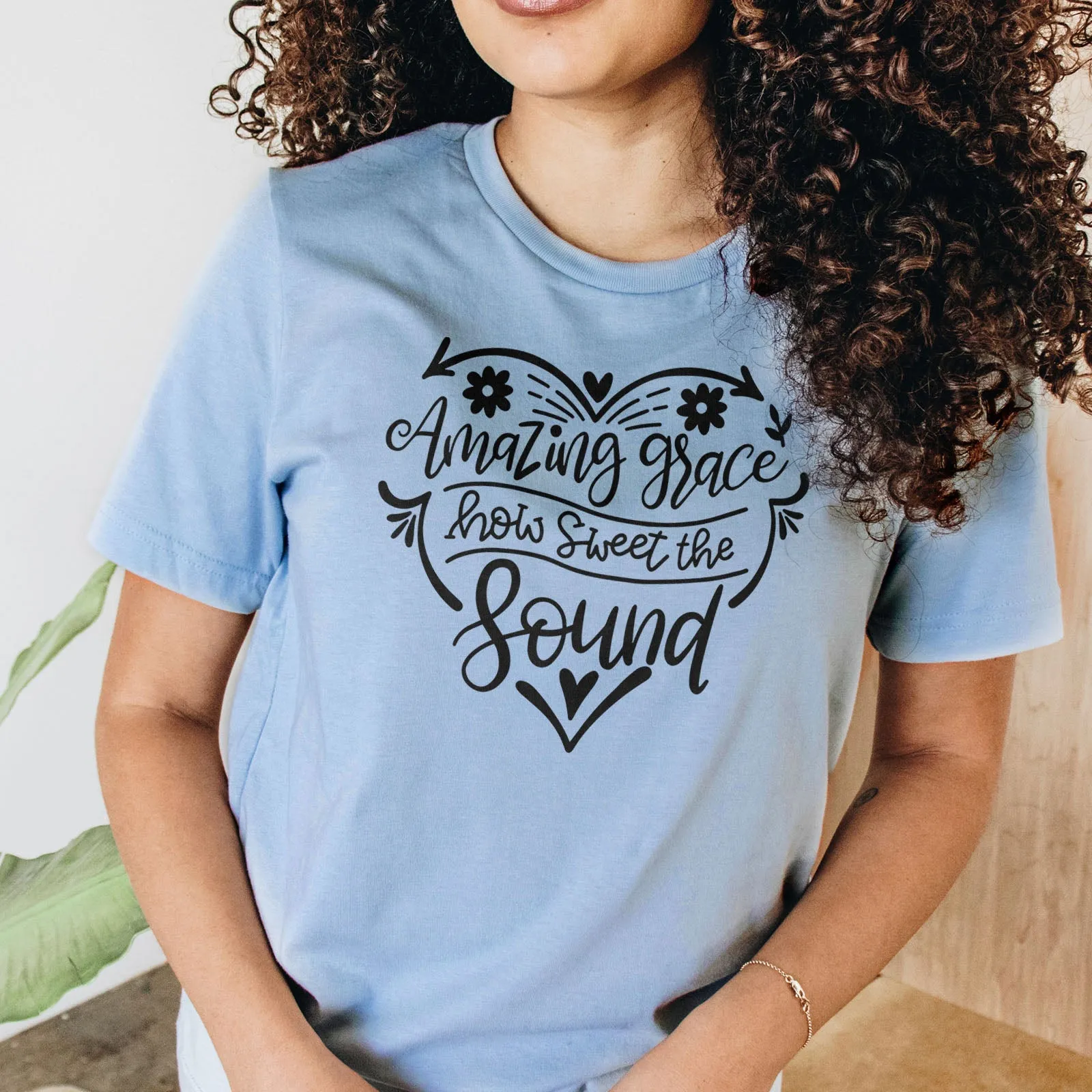 Amazing Grace Heart Tee Shirts For Women - Christian Shirts for Women - Religious Tee Shirts