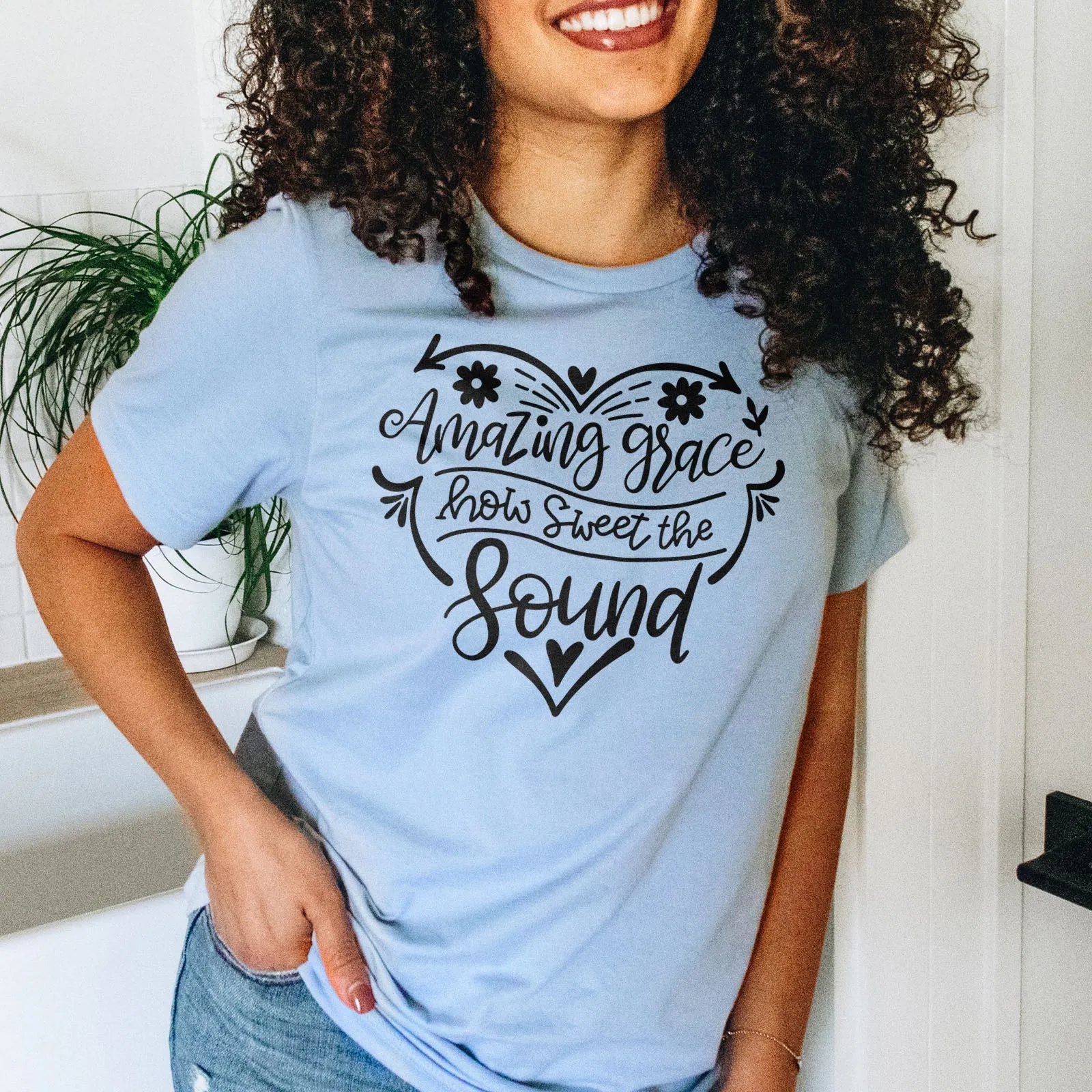 Amazing Grace Heart Tee Shirts For Women - Christian Shirts for Women - Religious Tee Shirts