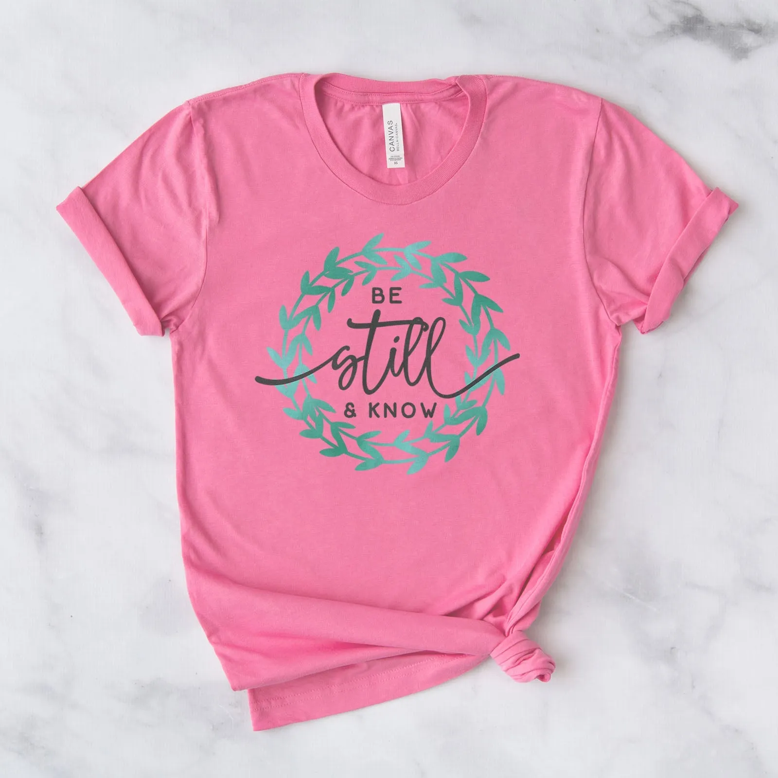 Be Still And Know Wreath Tee Shirts For Women - Christian Shirts for Women - Religious Tee Shirts