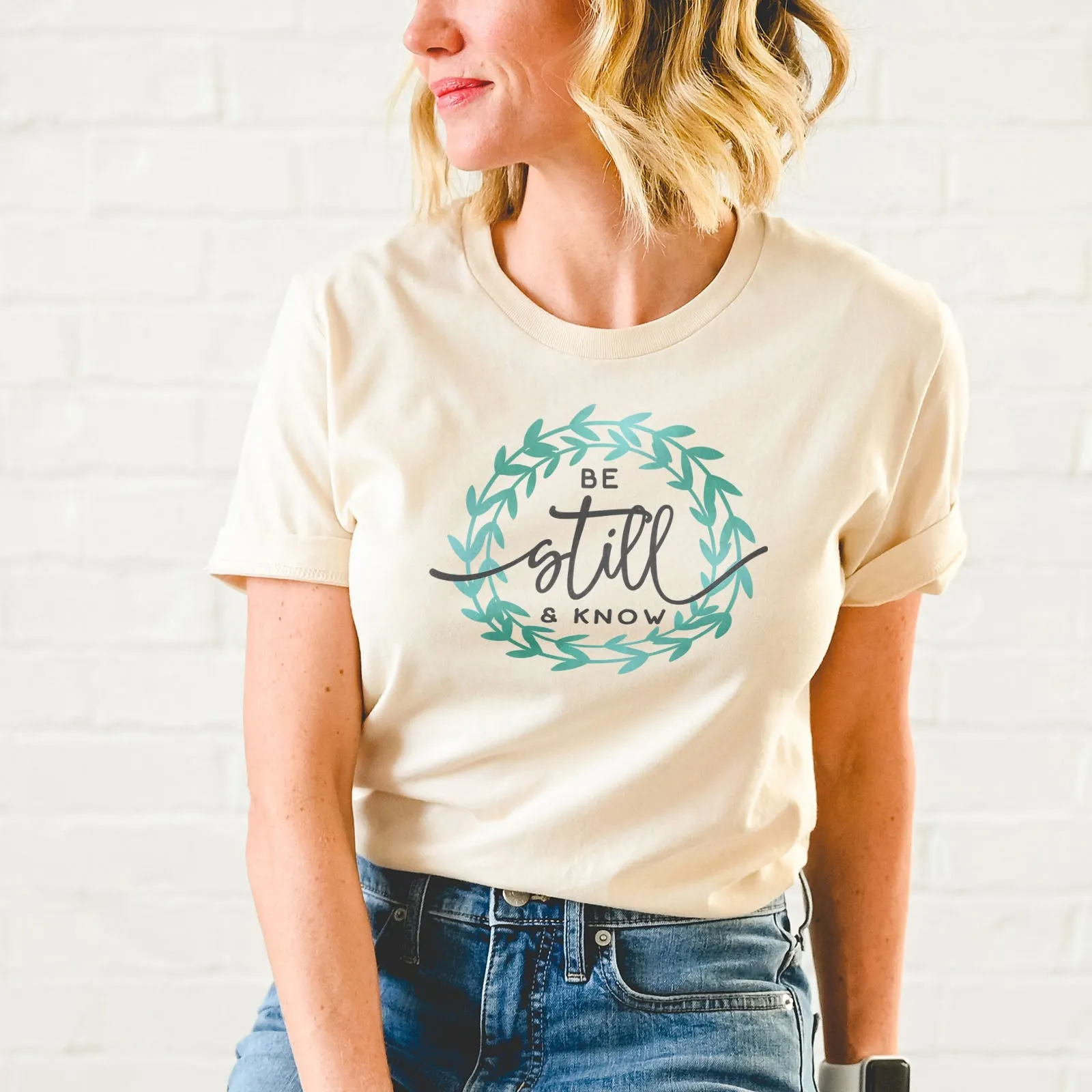 Be Still And Know Wreath Tee Shirts For Women - Christian Shirts for Women - Religious Tee Shirts