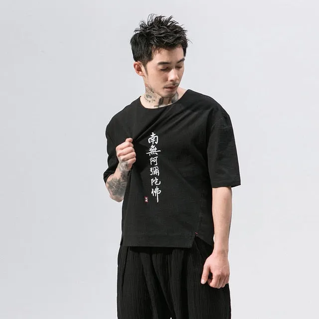 Black Linen Kanji T-Shirt