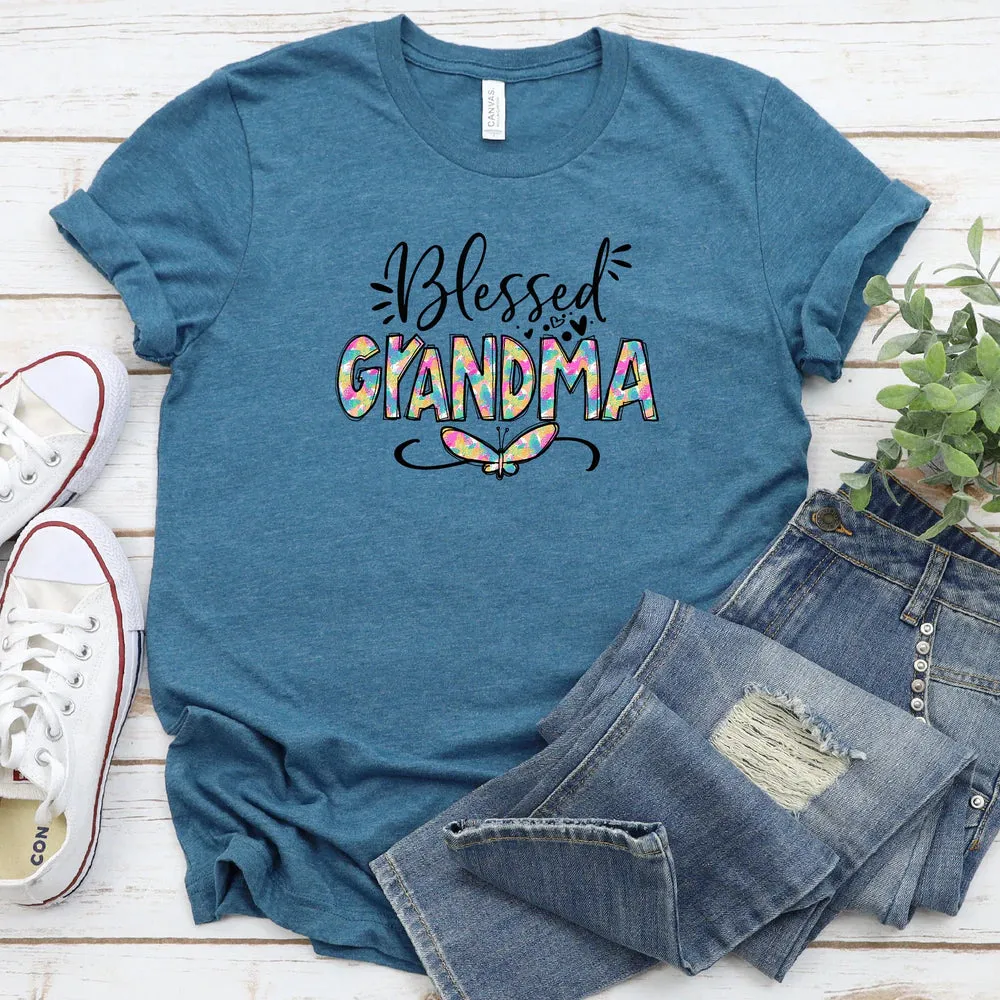 Blessed Grandma T-Shirt - Butterfly T-Shirt - Religious Shirts For Women - Ciaocustom