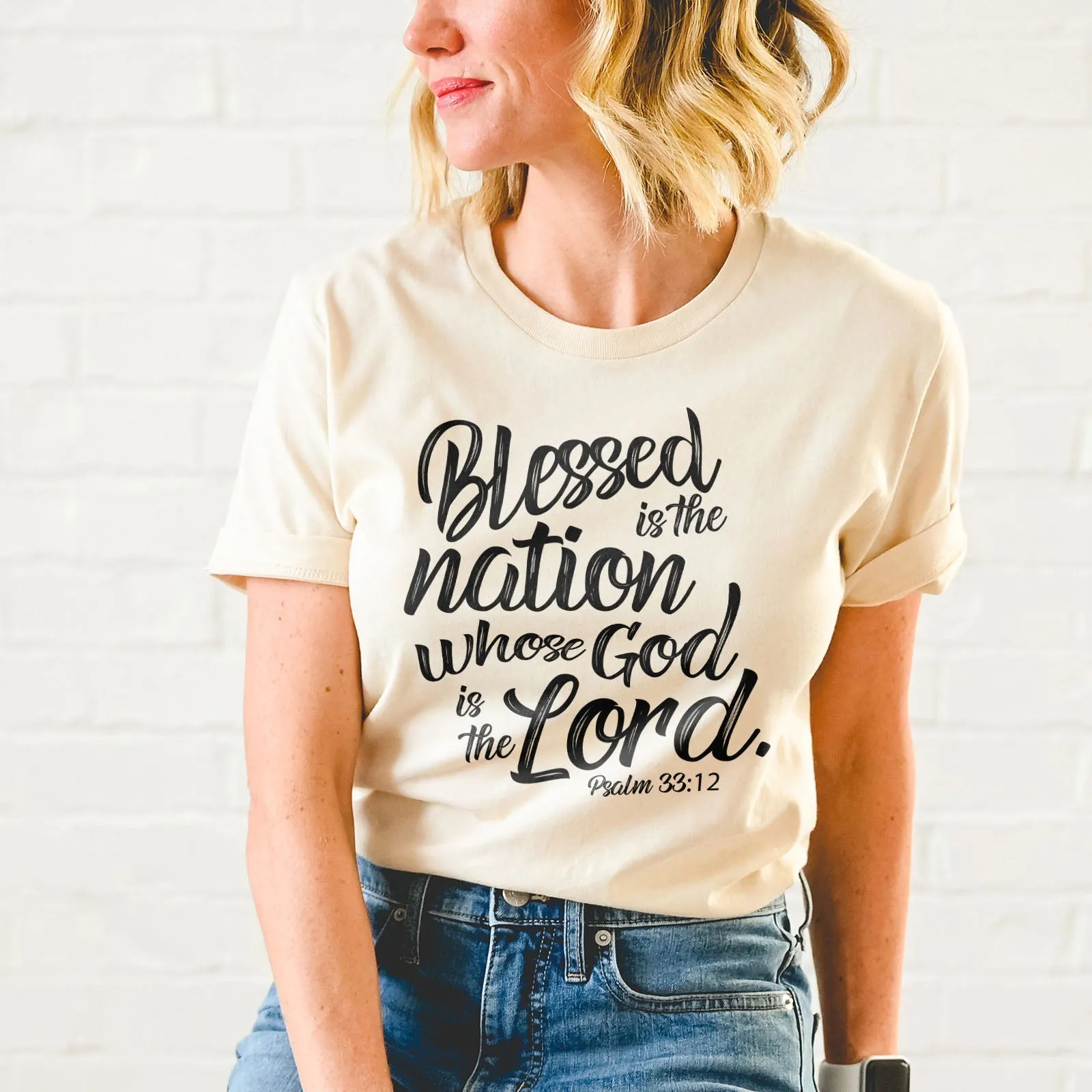 Blessed is The Nation Who's God is The Lord Tee Shirts For Women - Christian Shirts for Women - Religious Tee Shirts