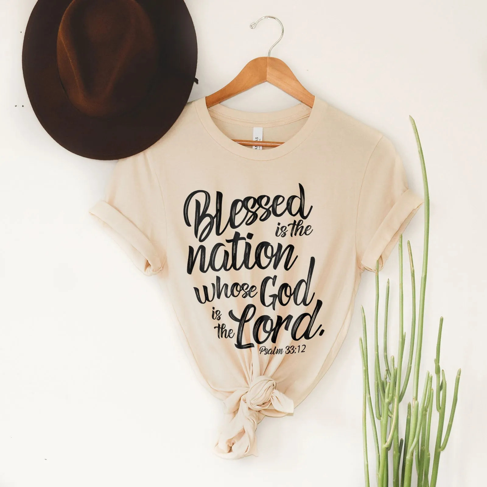 Blessed is The Nation Who's God is The Lord Tee Shirts For Women - Christian Shirts for Women - Religious Tee Shirts