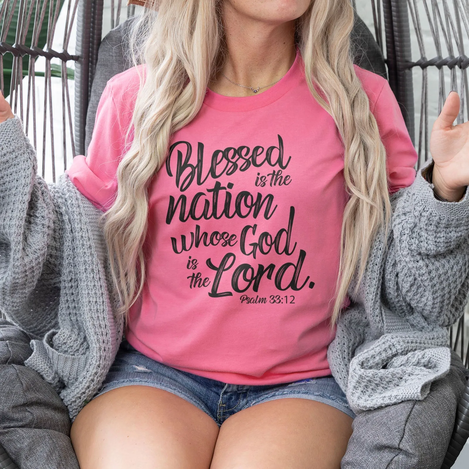 Blessed is The Nation Who's God is The Lord Tee Shirts For Women - Christian Shirts for Women - Religious Tee Shirts