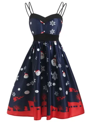 Blue 1950s Santa Claus Snowfall Dress