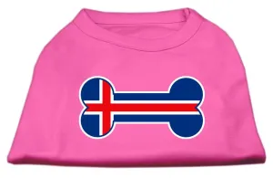 Bone Shaped Iceland Flag Screen Print Shirts Bright Pink L (14)