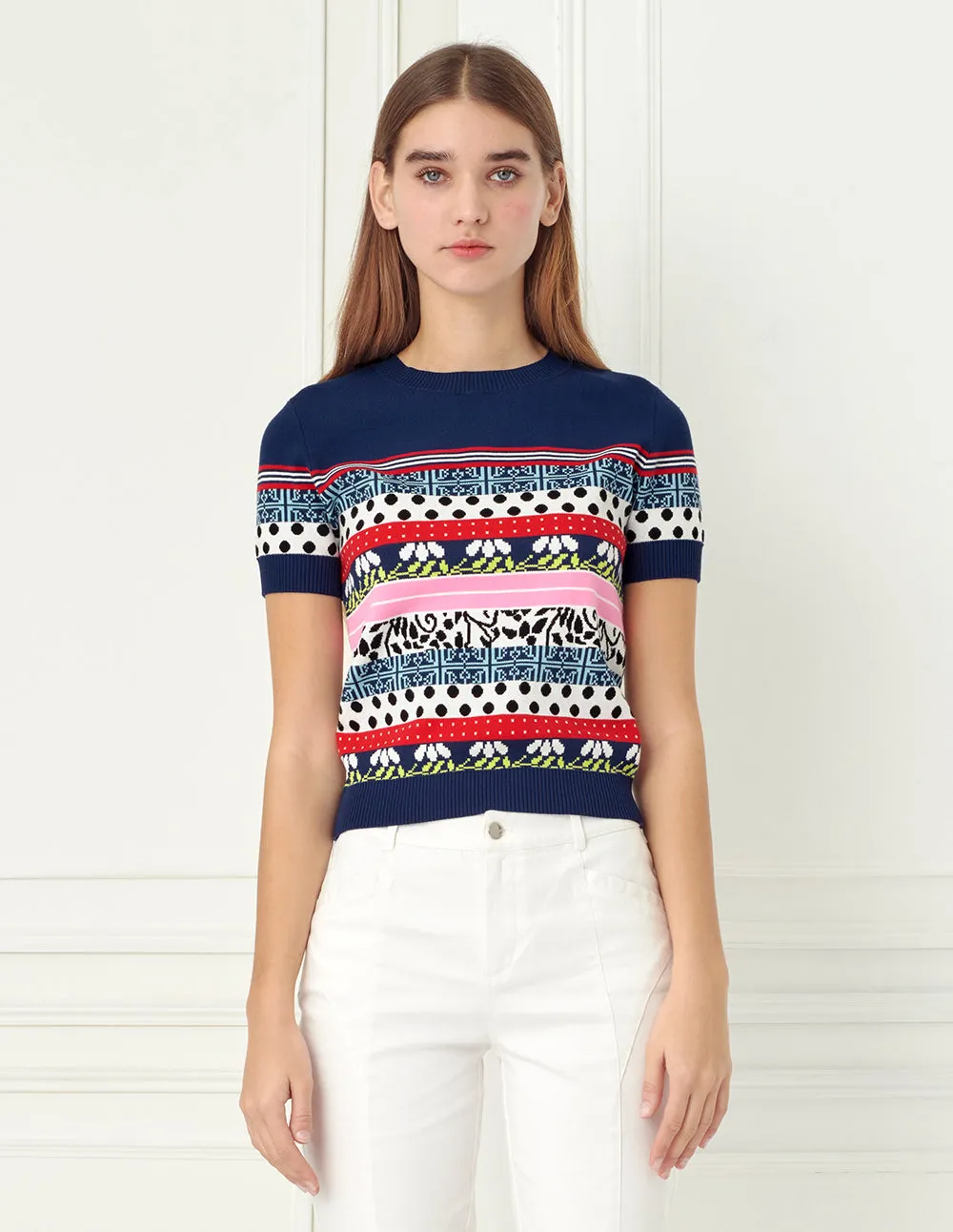 BORA AKSU Crew Neck Short Sleeve Knitted Top