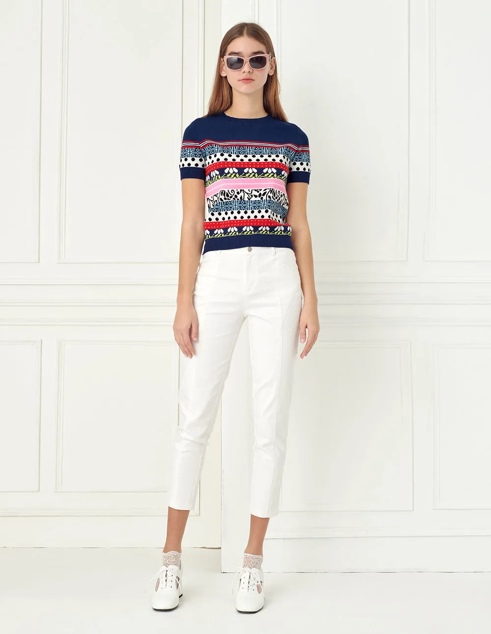 BORA AKSU Crew Neck Short Sleeve Knitted Top