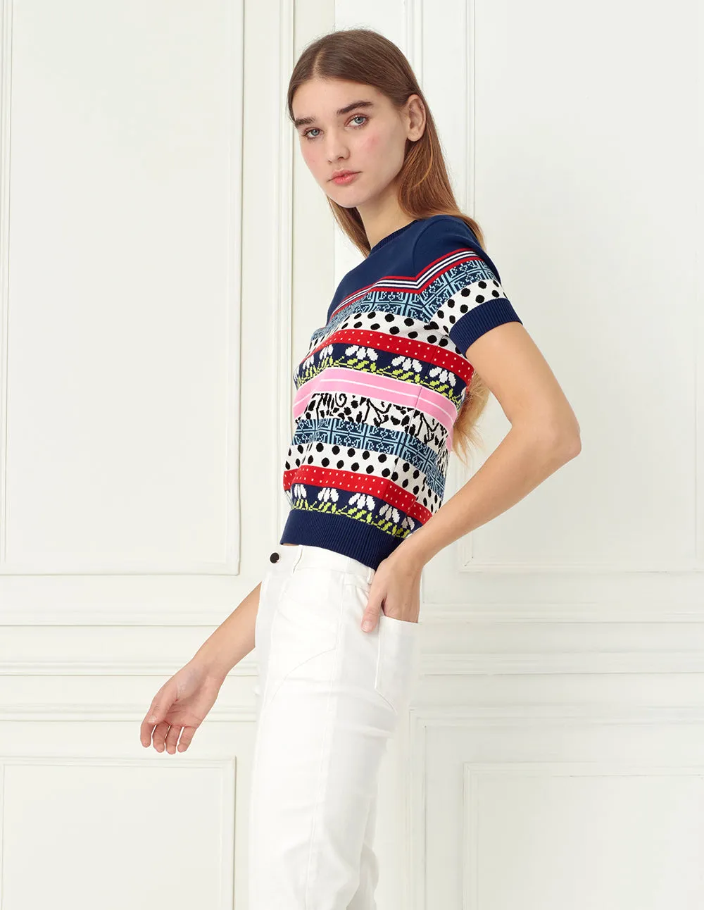 BORA AKSU Crew Neck Short Sleeve Knitted Top