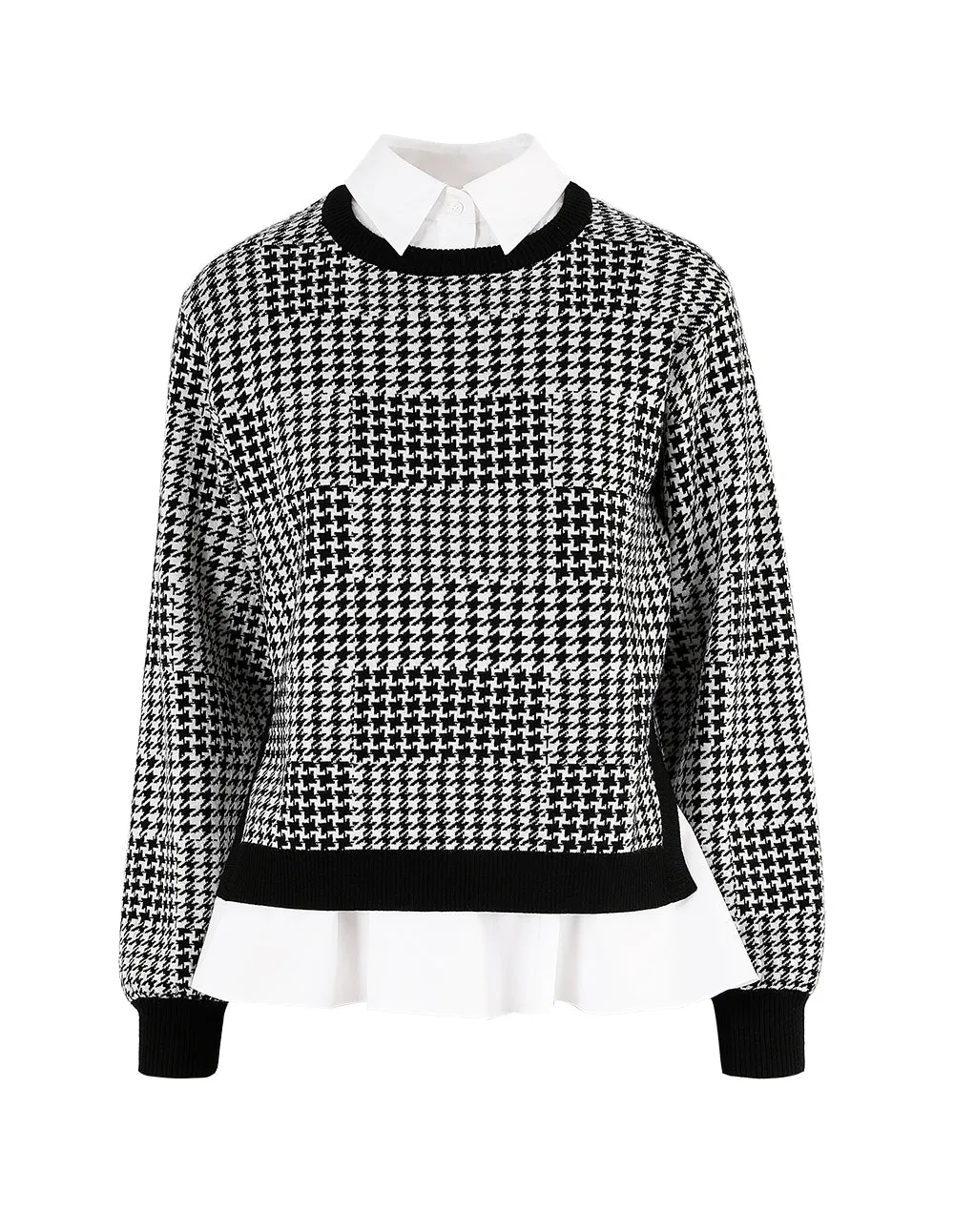 BORA AKSU Houndstooth Knitted Pullover And Shirt Set