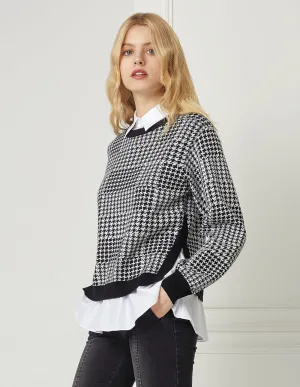 BORA AKSU Houndstooth Knitted Pullover And Shirt Set