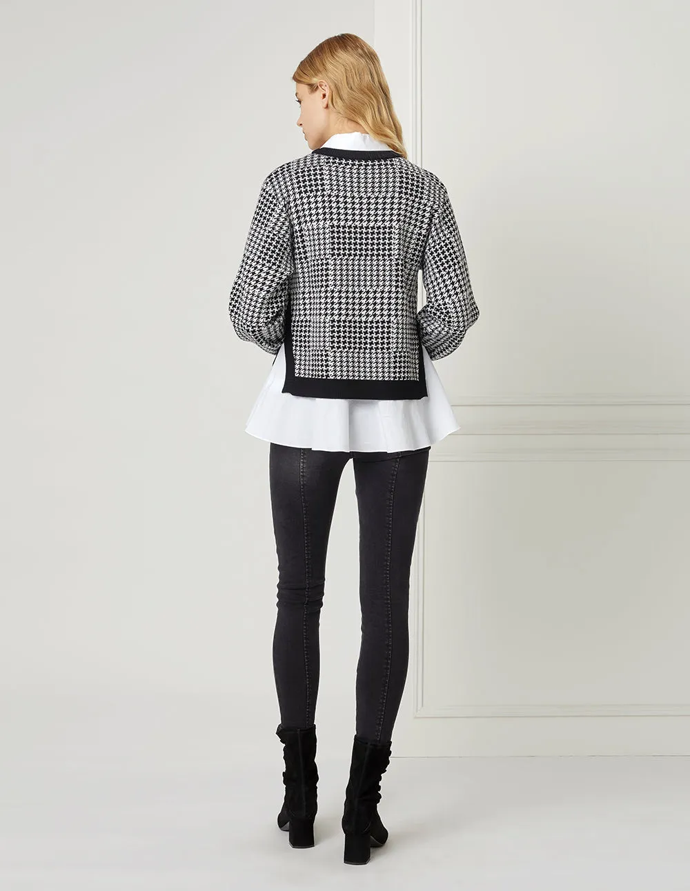 BORA AKSU Houndstooth Knitted Pullover And Shirt Set