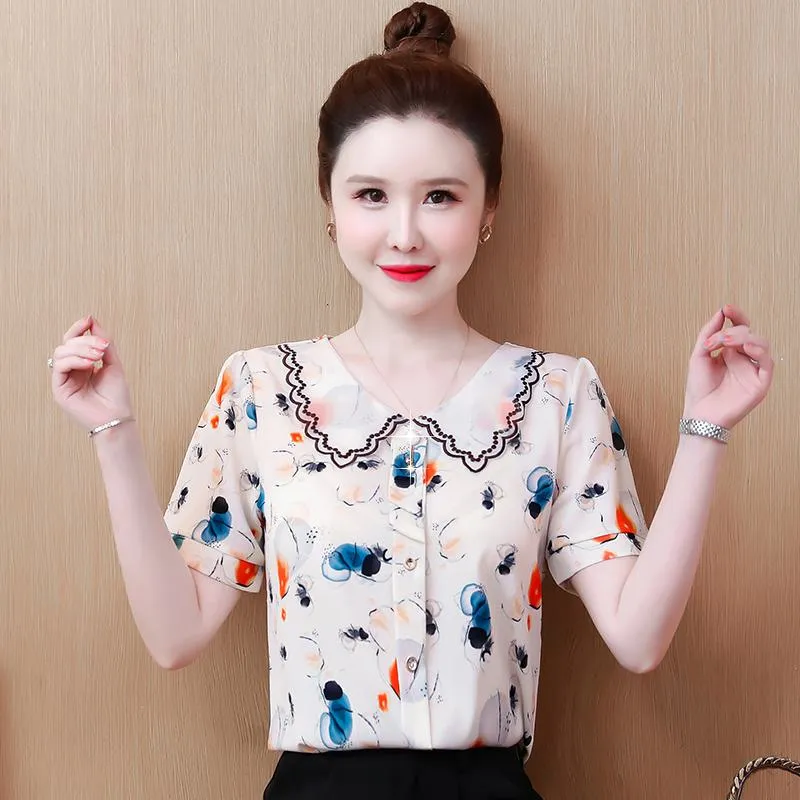 Butterfly Print Chiffon Chic Versatile Shirt