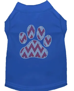 Candy Cane Chevron Paw Rhinestone Dog Shirt Blue Med (12)