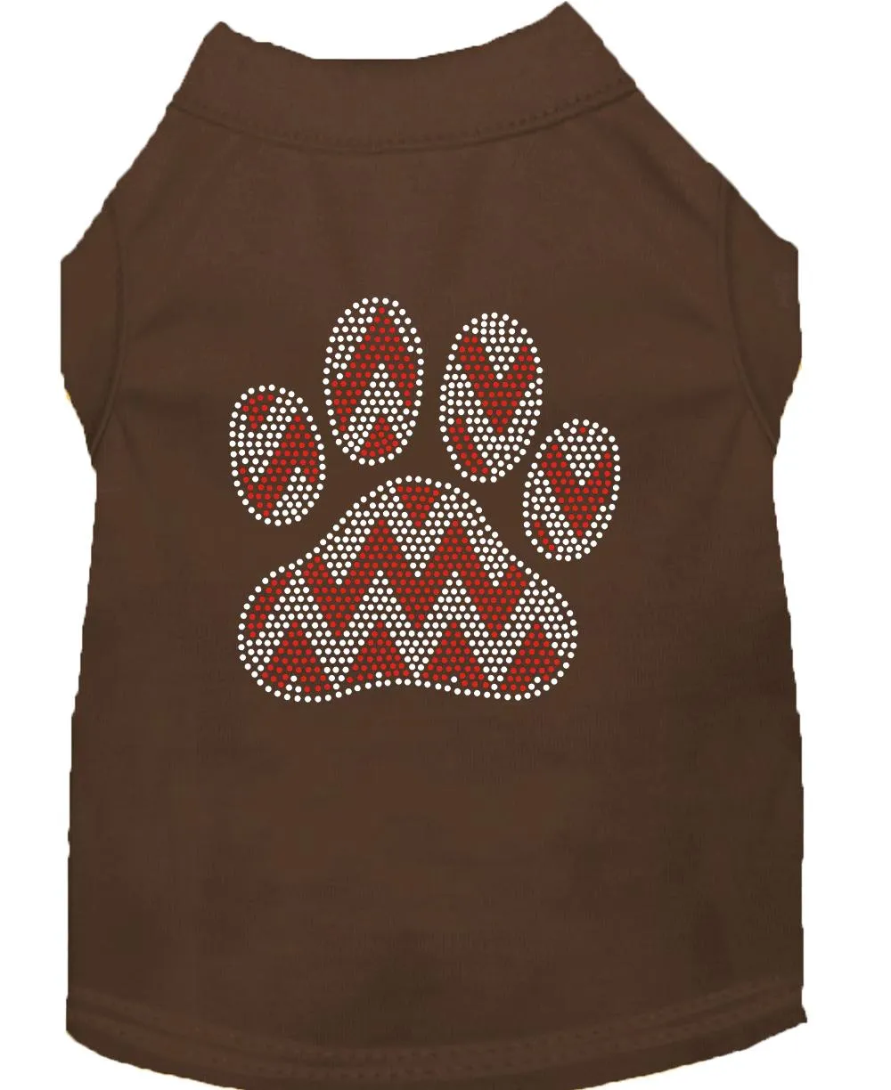 Candy Cane Chevron Paw Rhinestone Dog Shirt Brown Xxxl (20)