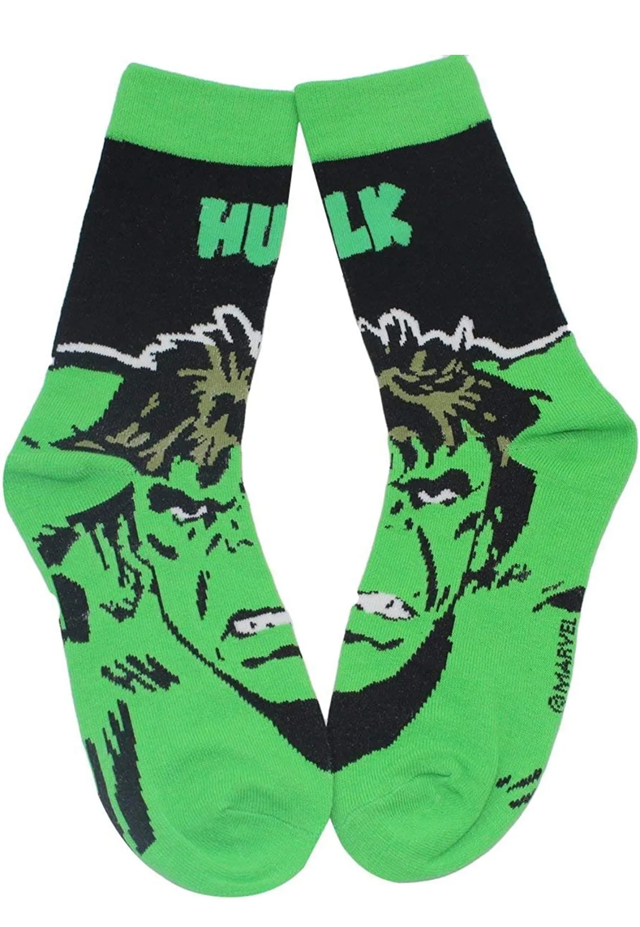 Cartoon Socks, Incredible Hulk, Womens & Mens Fun Novelty Crew Character 360 Degree Artwork Designed Socks