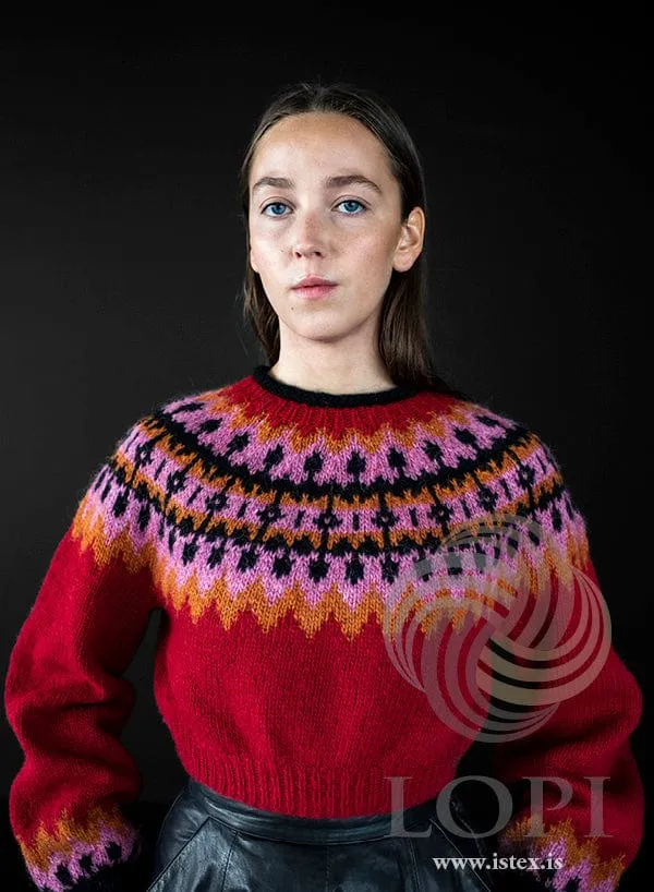 Castle Lettlopi Red Short Wool sweater - Knitting Kit