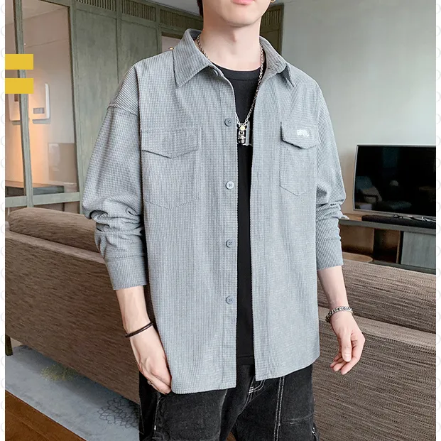 Casual Loose Fit Patched Pocket Long Sleeve Shirt