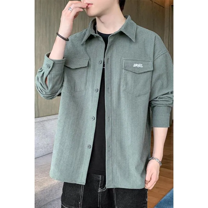 Casual Loose Fit Patched Pocket Long Sleeve Shirt