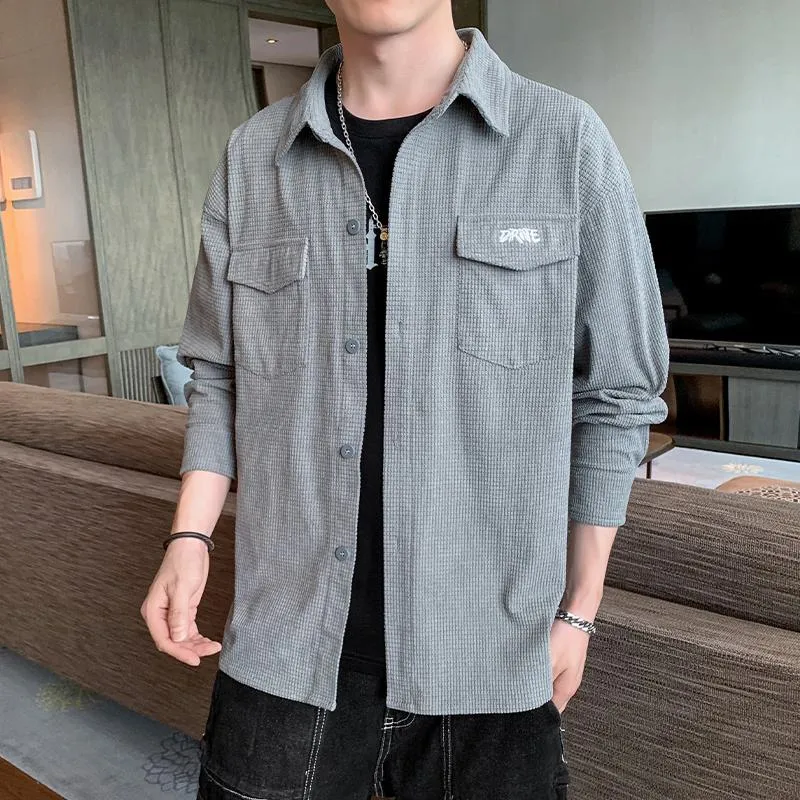 Casual Loose Fit Patched Pocket Long Sleeve Shirt