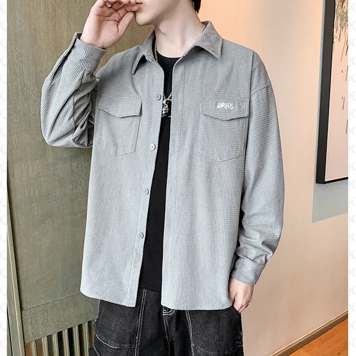 Casual Loose Fit Patched Pocket Long Sleeve Shirt