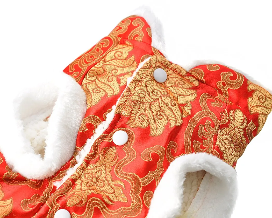 Chinese Traditional Style Dog Costume Pet Clothes - Red