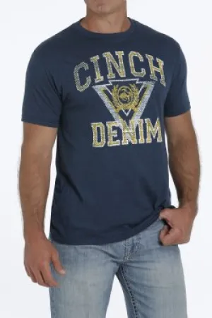 Cinch Men's Classic Crew Neck Denim Logo T Shirt - Heather Navy - MTT1690446