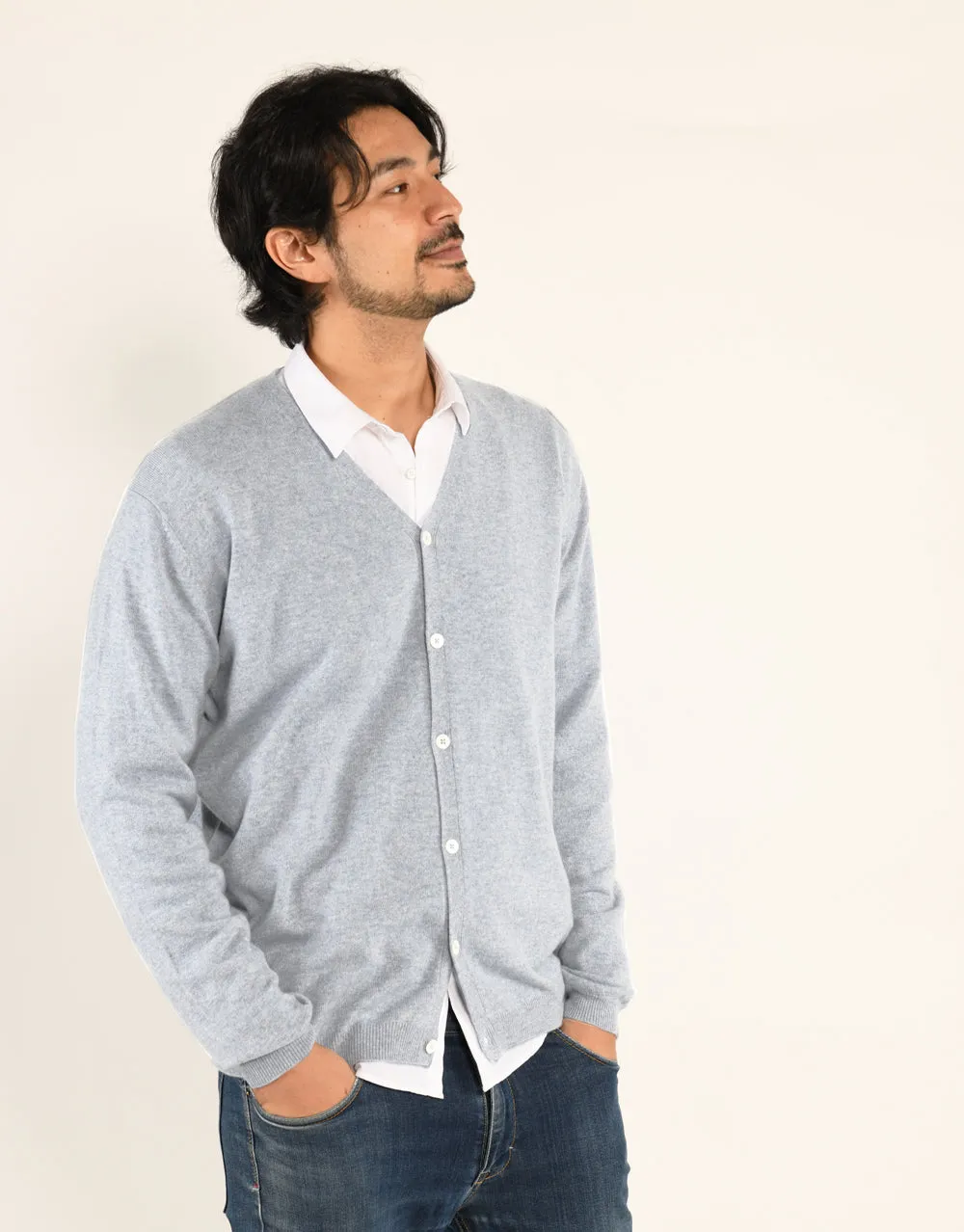 Classic Men's Cardigan in Platinum