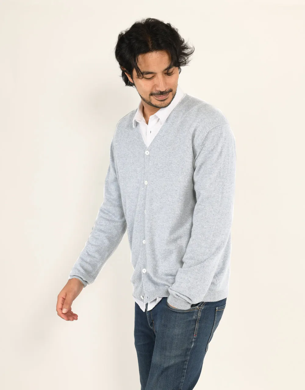 Classic Men's Cardigan in Platinum