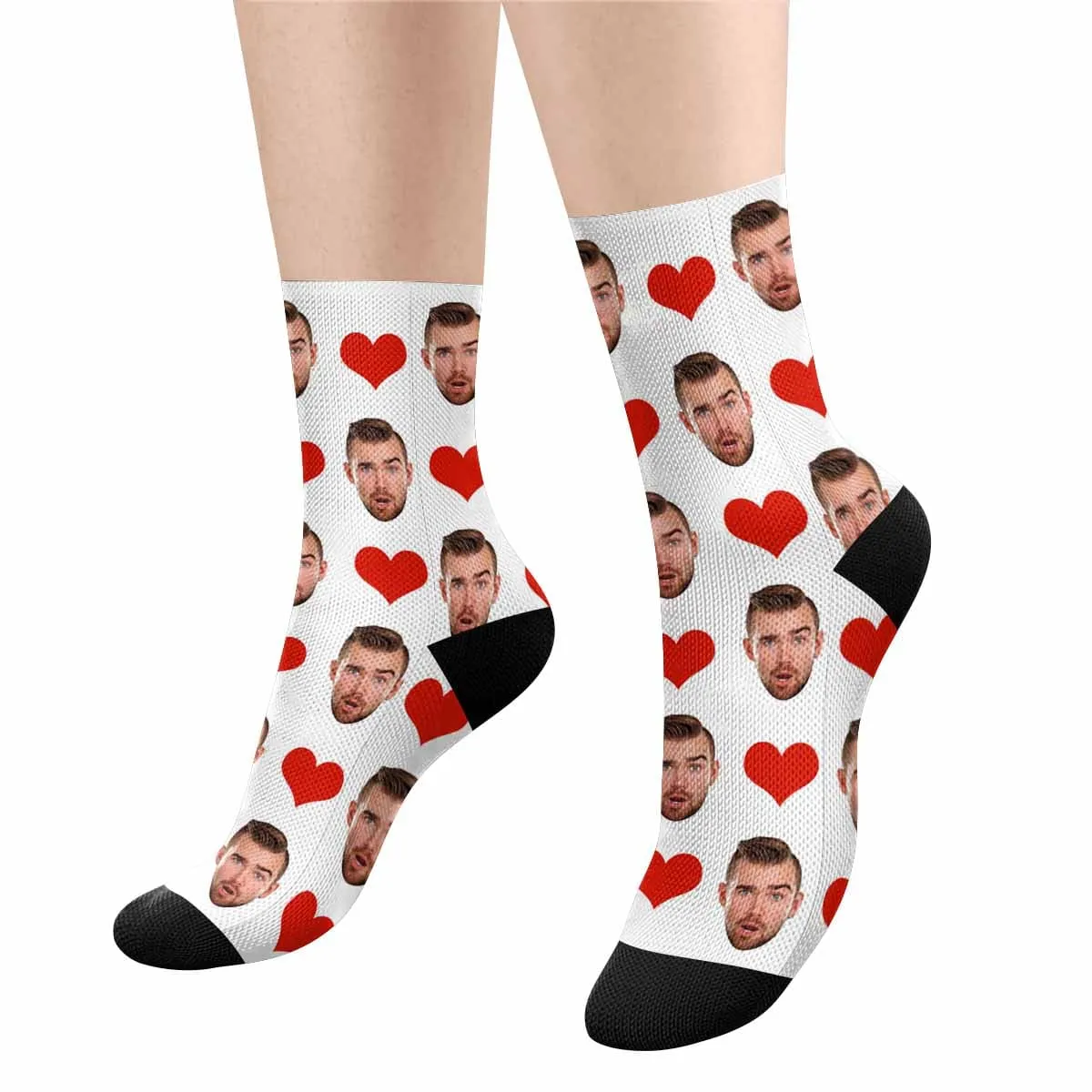 Custom Face Simple Heart Socks