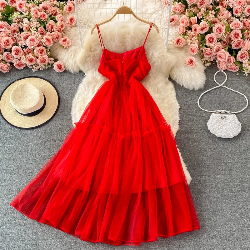 Cute tulle A line dress fashion dress   S43