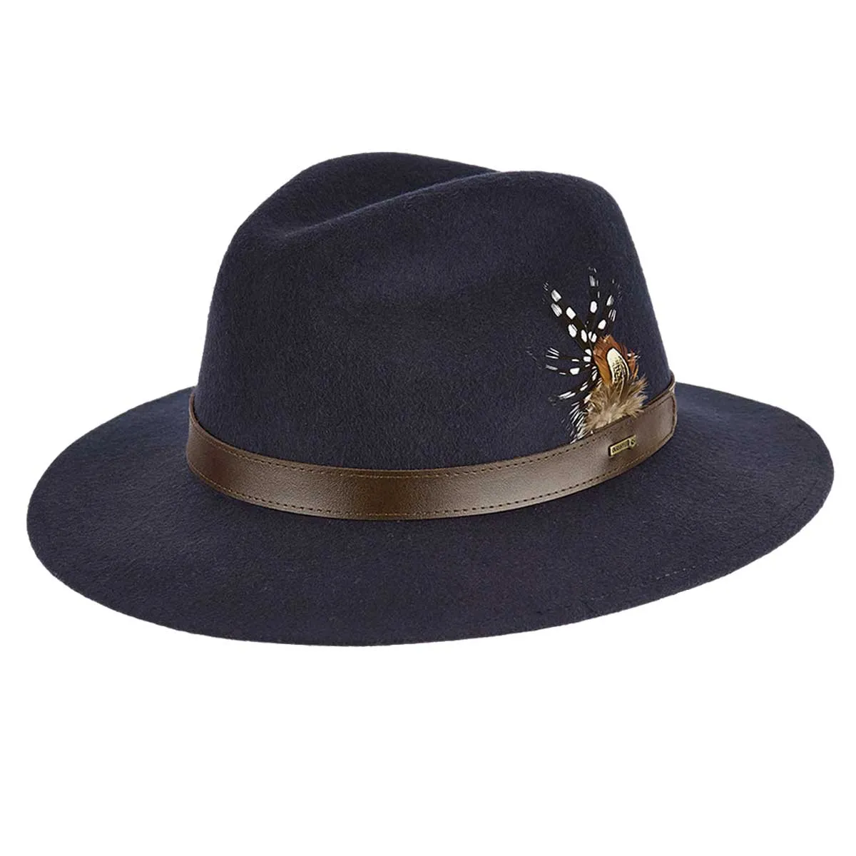 DUBARRY Gallagher Feather Trimmed Felt Fedora Hat - Navy