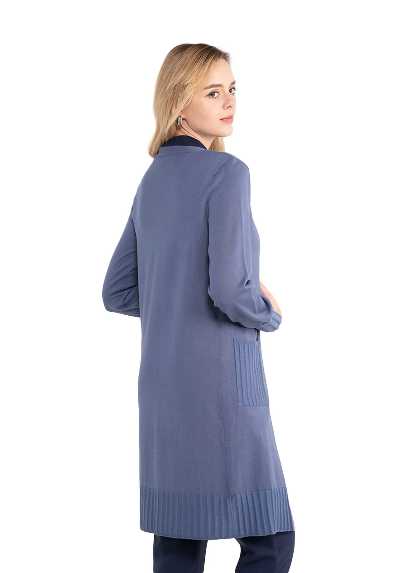 ELLE Apparel Drop Shoulder Buttonless Long Knit Cardigan