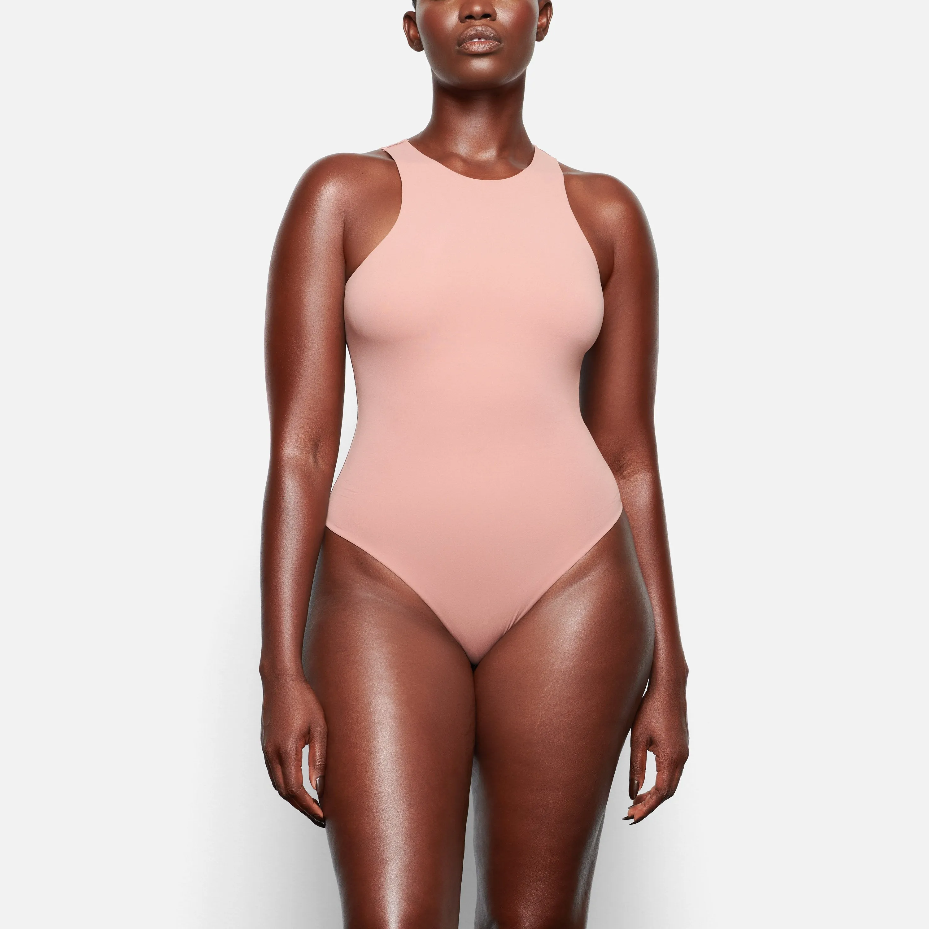 FITS EVERYBODY HIGH NECK BODYSUIT | ROSE CLAY