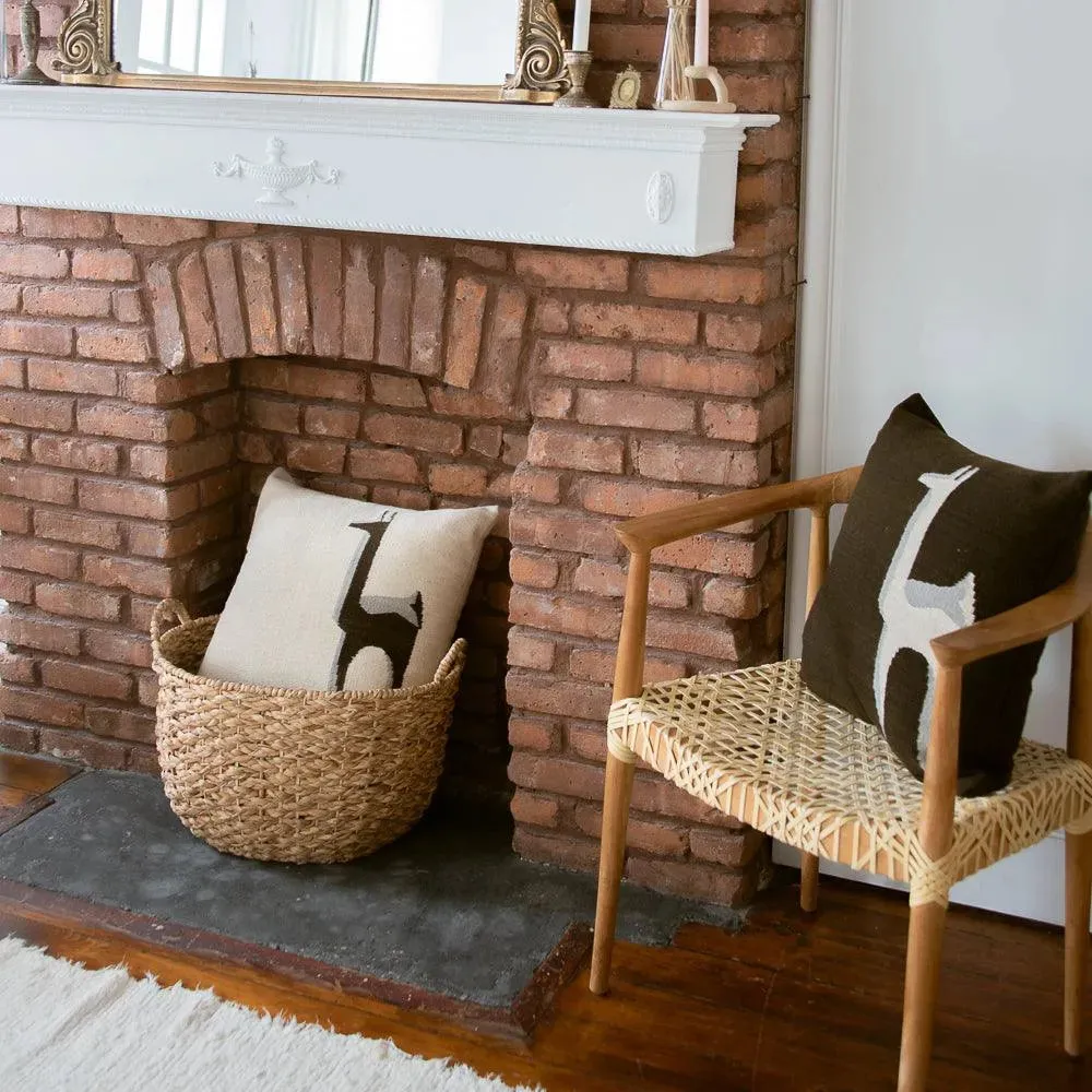 Handwoven Wool Cushion Cover  (Brown)