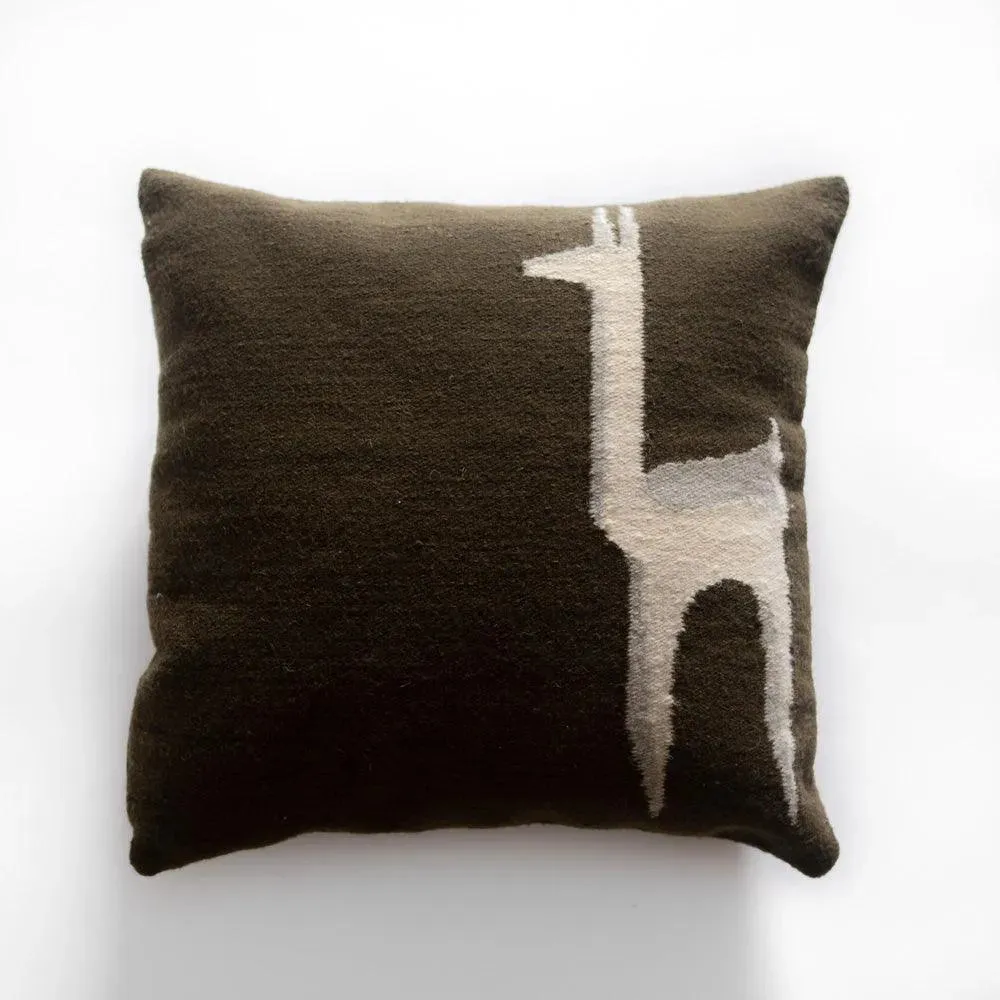 Handwoven Wool Cushion Cover  (Brown)