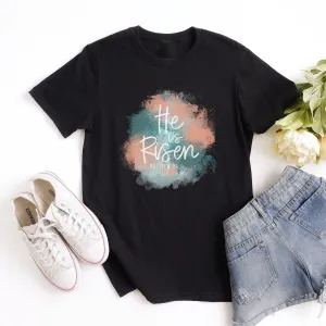 He is Risen Matthew 28:6 Watercolor Tee Shirts For Women - Christian Easter T Shirts