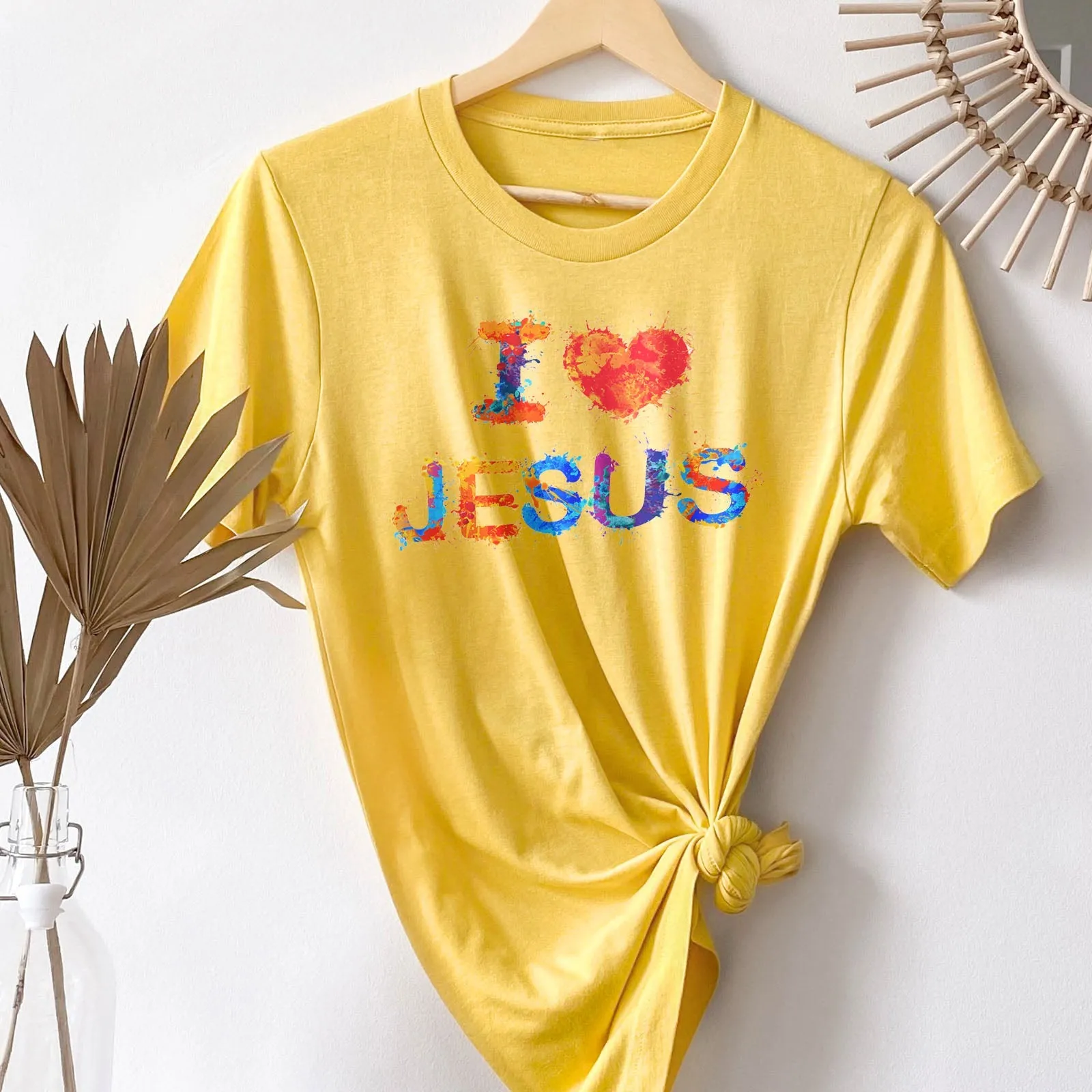 I Love Jesus Colorful Tee Shirts For Women - Christian Shirts for Women - Religious Tee Shirts