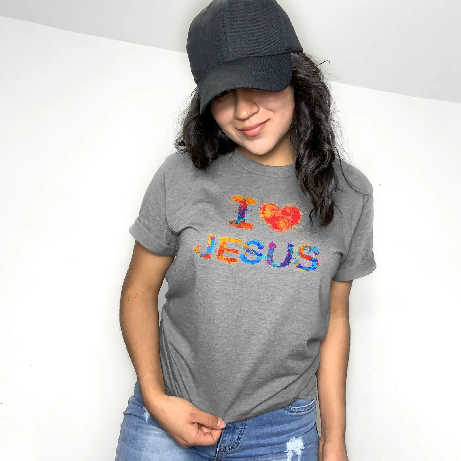 I Love Jesus Colorful Tee Shirts For Women - Christian Shirts for Women - Religious Tee Shirts