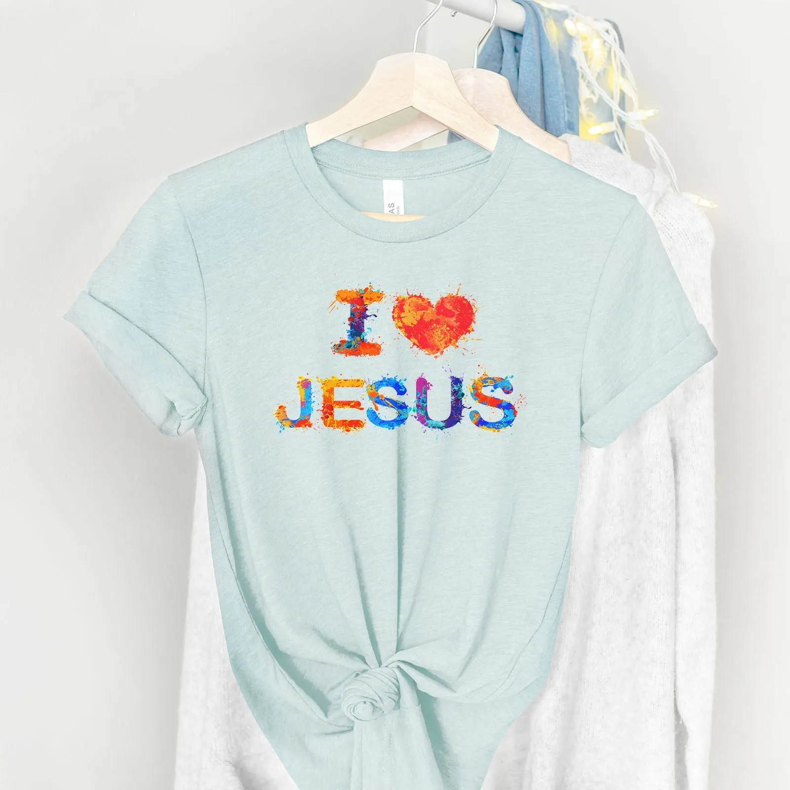 I Love Jesus Colorful Tee Shirts For Women - Christian Shirts for Women - Religious Tee Shirts