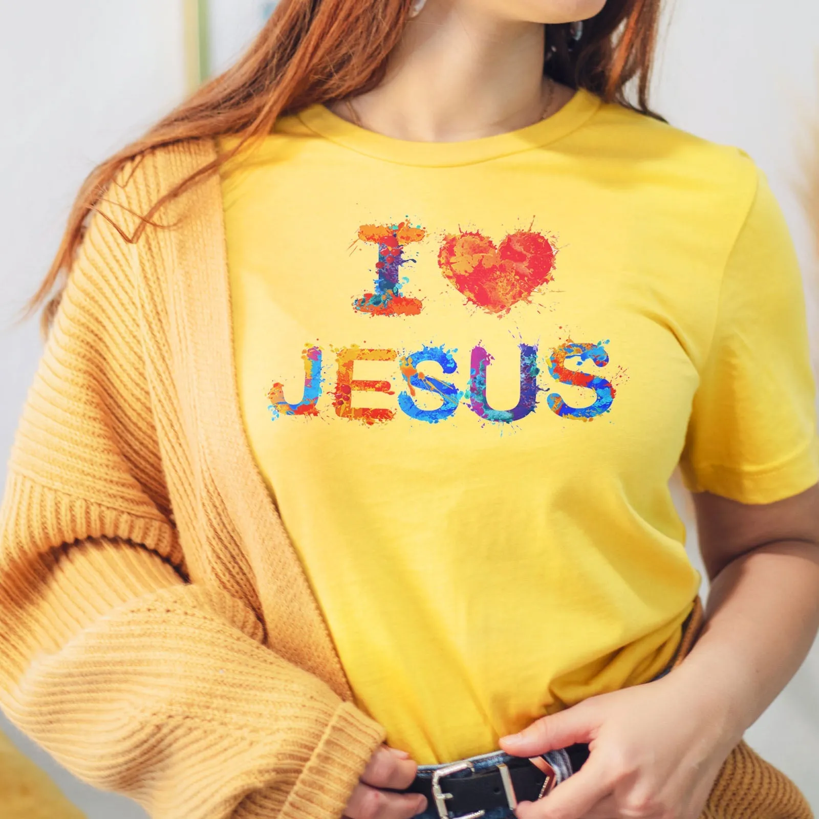 I Love Jesus Colorful Tee Shirts For Women - Christian Shirts for Women - Religious Tee Shirts