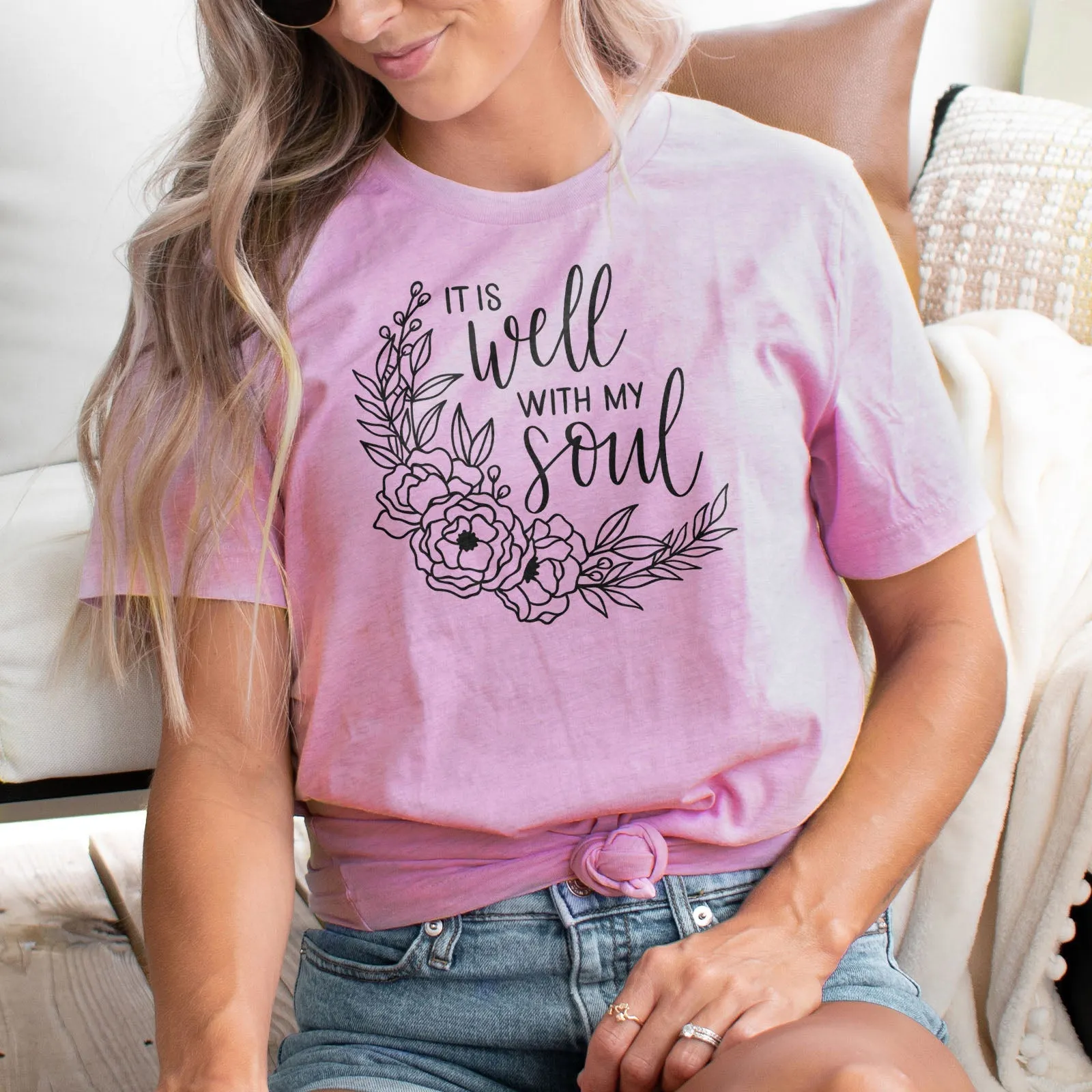 It Is Well With My Soul Wreath Tee Shirts For Women - Christian Shirts for Women - Religious Tee Shirts